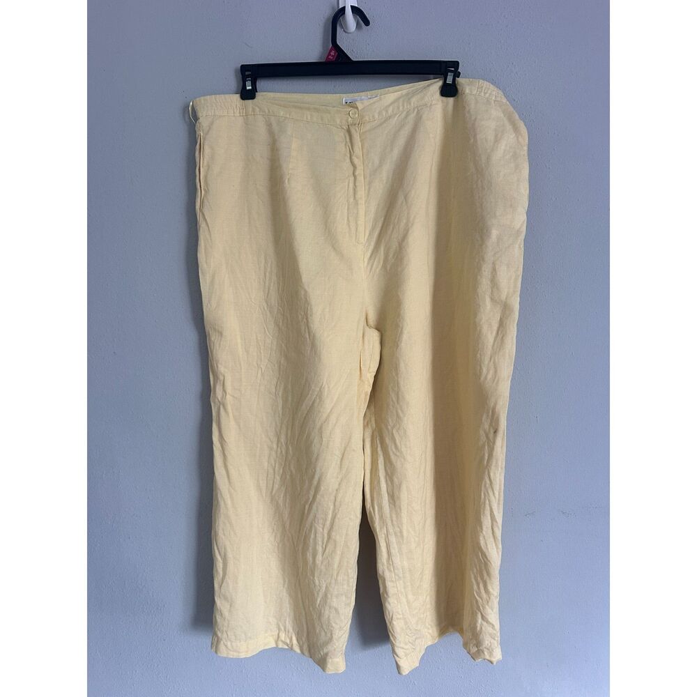 Lino U.S.A. Women’s 3X Yellow 100% Linen Wide Leg Pants Lined - Picture 2 of 9